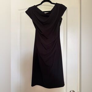 White House Black Market Black Draped Midi Dress